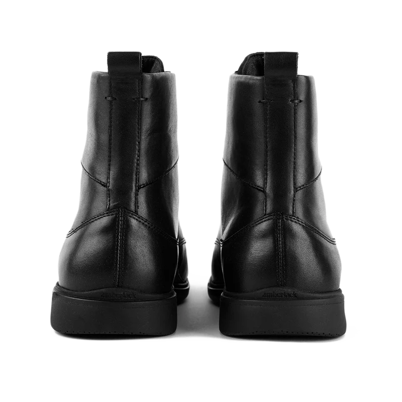 The Boot by Amberjack in Obsidian Black Leather - Back Heel View