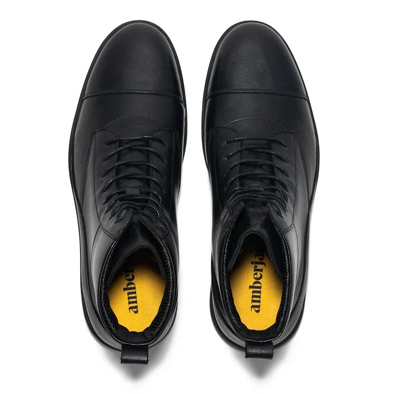 The Boot by Amberjack in Obsidian Black Leather - Top Down View