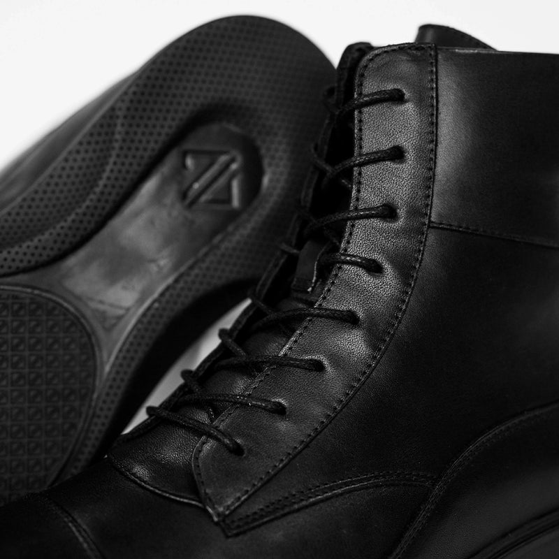 The Boot in Obsidian by Amberjack - leather detail close up