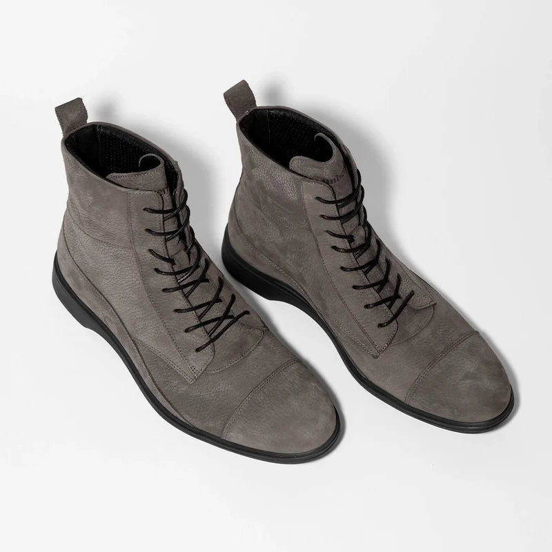 The Boot by Amberjack in Steel Grey Leather - Three Quarter Angle