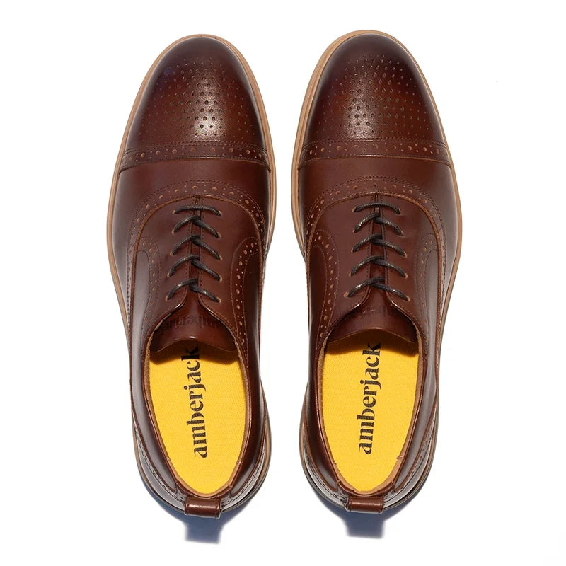 The Cap-Toe in Chestnut Brown by Amberjack - Top Down View