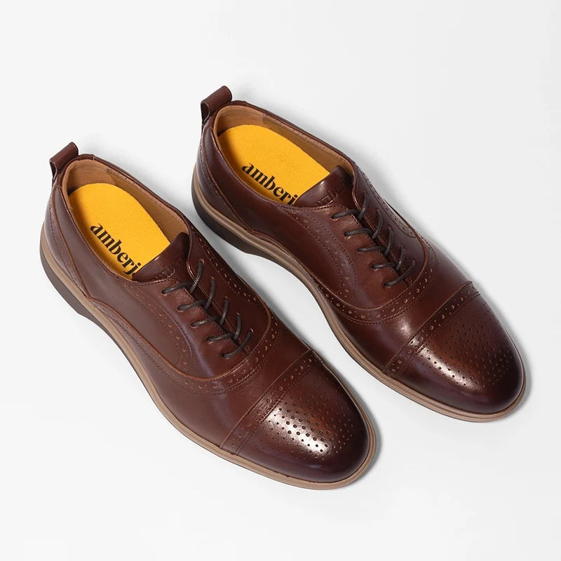 The Cap-Toe in Chestnut Brown by Amberjack - Three Quarter Angle