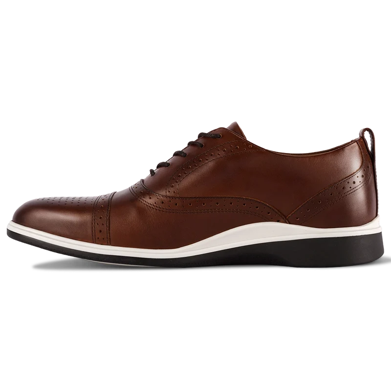 The Cap-Toe in Coffee Brown by Amberjack - Medial View