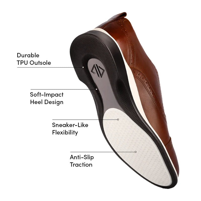 The Cap-Toe in Coffee Brown Leather - Labeled Outsole