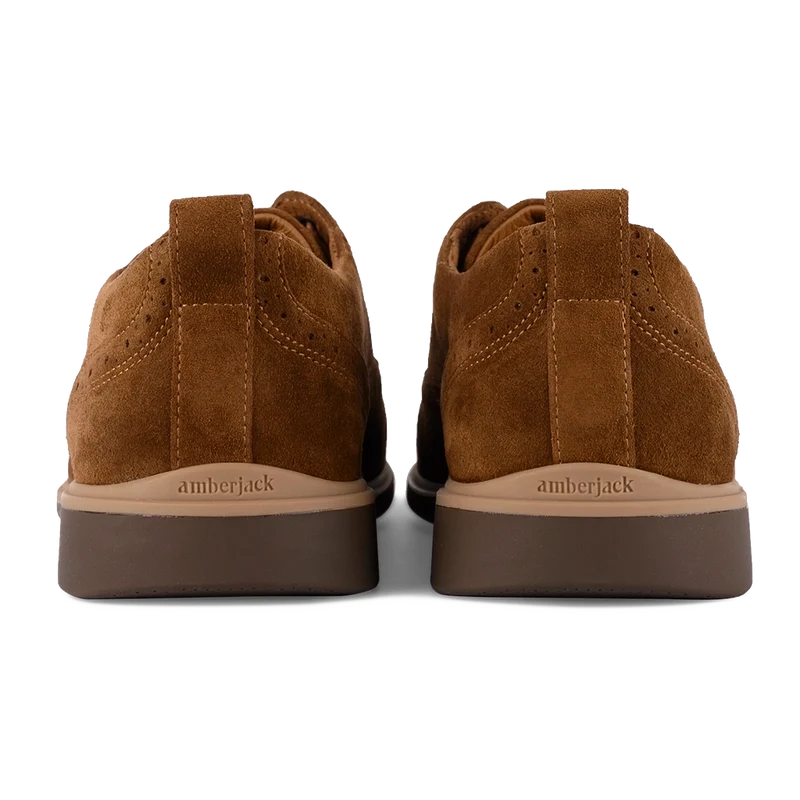 The Cap-Toe Dress Shoe by Amberjack in Grizzly Brown Suede - Back View