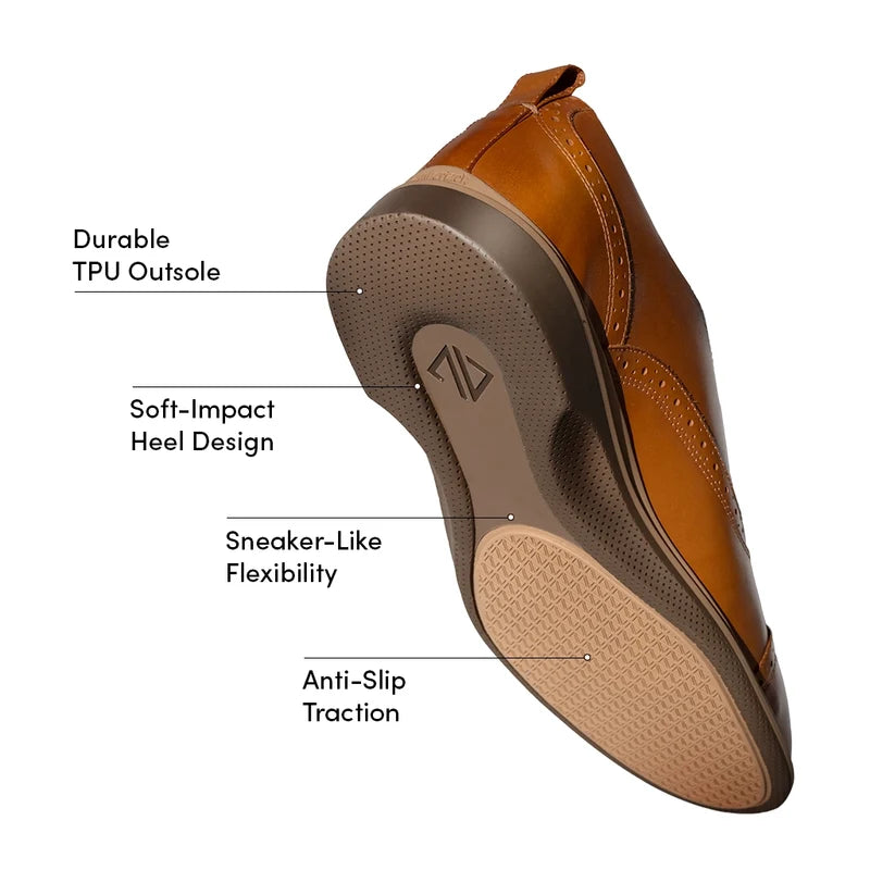 The Cap-Toe in Honey Tan Leather - Labeled Outsole
