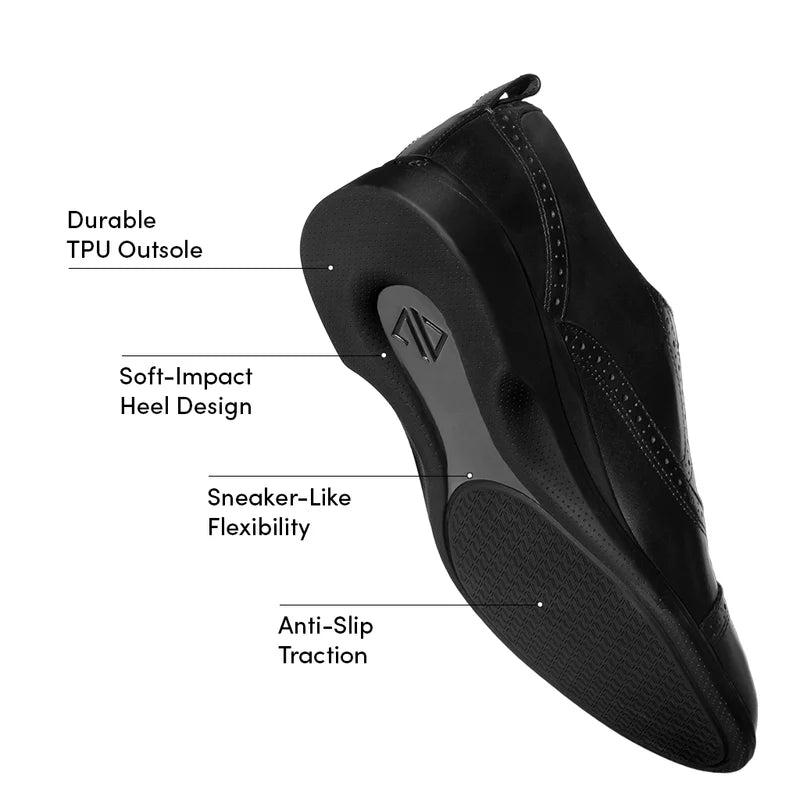 The Cap-Toe in Obsidian Black Leather - Labeled Outsole