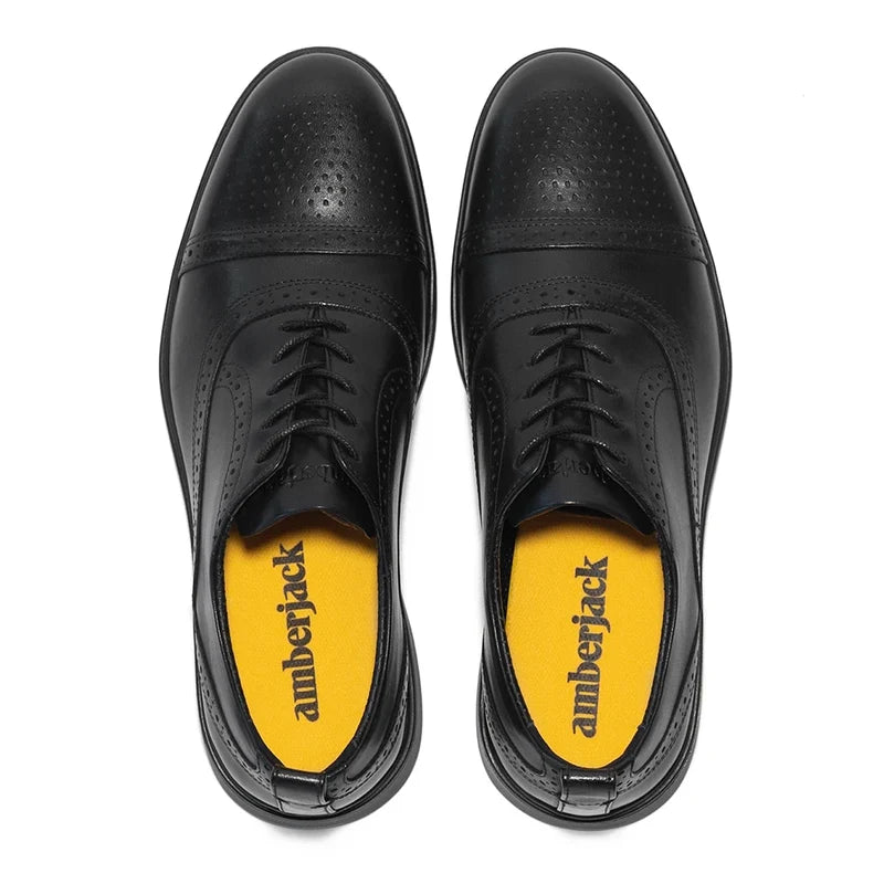 The Cap-Toe in Obsidian Black by Amberjack - Top Down View