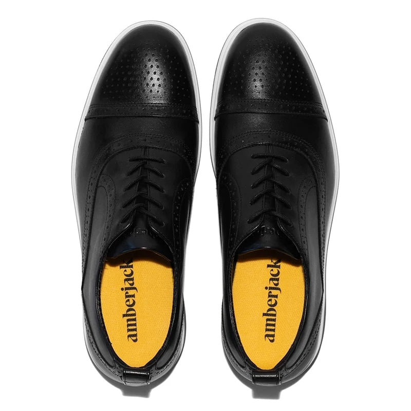 The Cap-Toe in Onyx Black and White by Amberjack - Top Down View