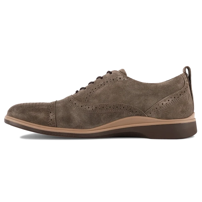 The Cap-Toe Dress Shoe by Amberjack in Slate Grey Suede - Medial View