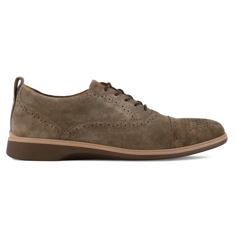 The Cap-Toe Dress Shoe by Amberjack in Slate Grey Suede - Lateral View