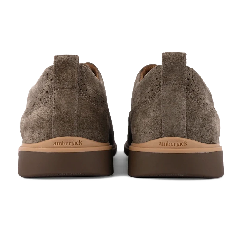 The Cap-Toe Dress Shoe by Amberjack in Slate Grey Suede - Back View