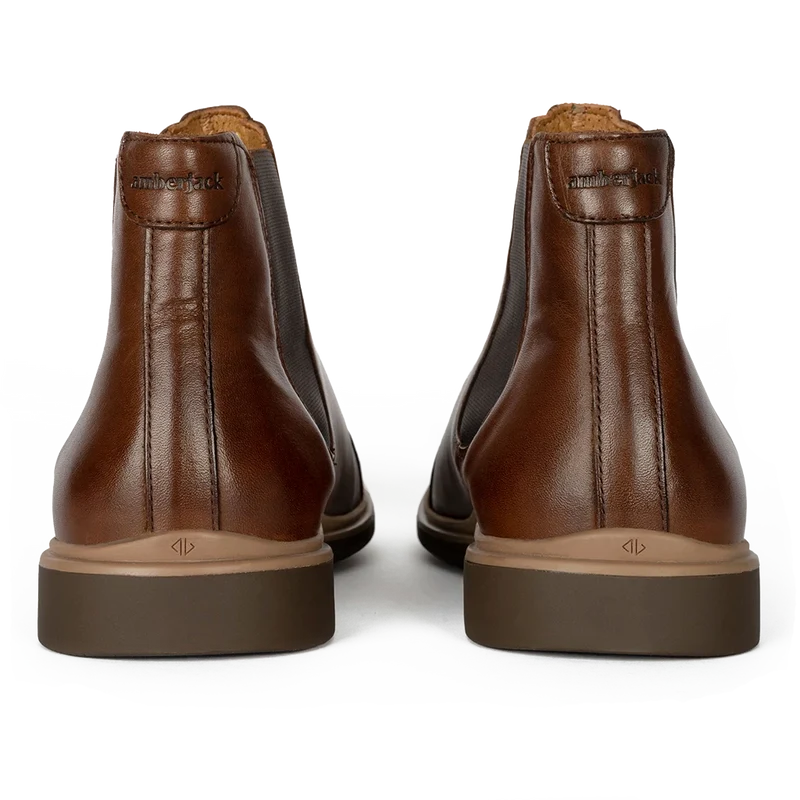 The Chelsea Boot by Amberjack in Chestnut Brown Leather - Back Heel View
