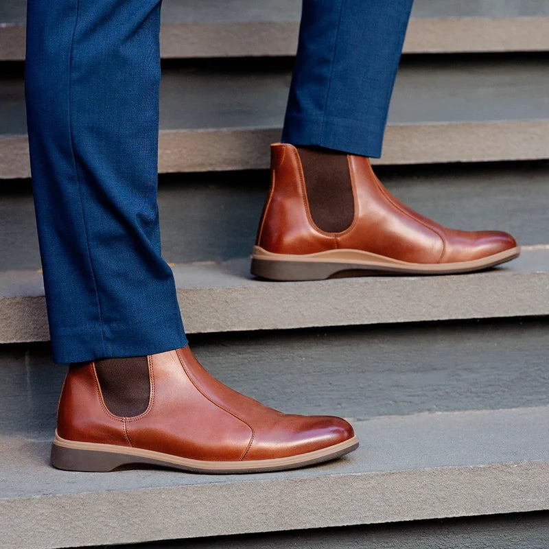 chelsea chestnut with navy dress pants