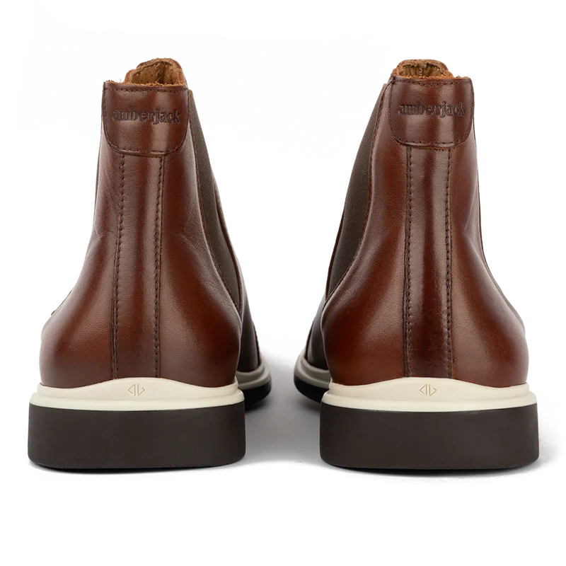 The Chelsea Boot by Amberjack in Coffee Brown Leather - Back View