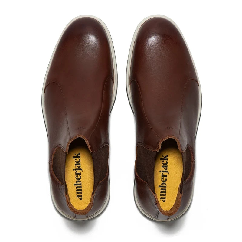 The Chelsea Boot by Amberjack in Coffee Brown Leather - Top Down View