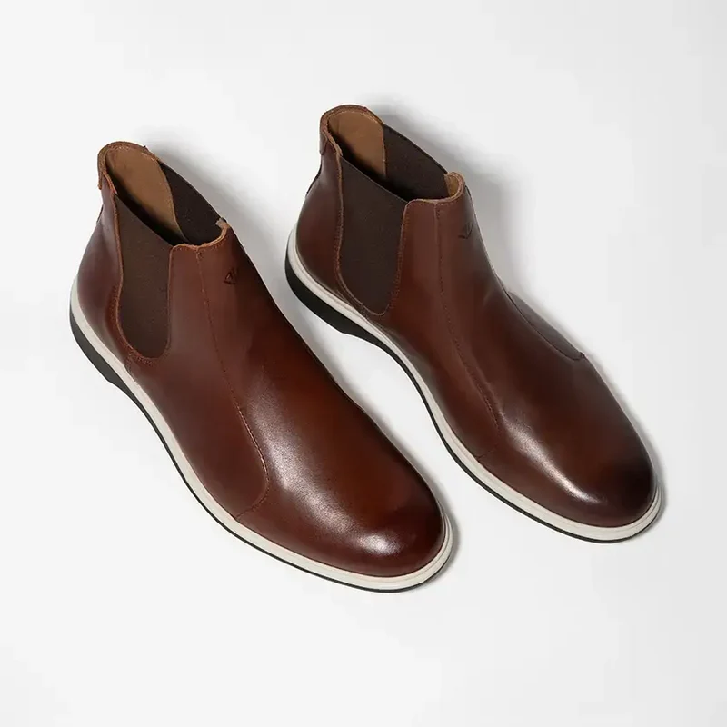 The Chelsea Boot by Amberjack in Coffee Brown Leather - Three Quarter Angle View