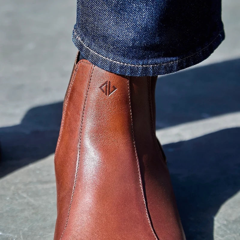 model wearing the chelsea coffee with dark jeans detail close up photo