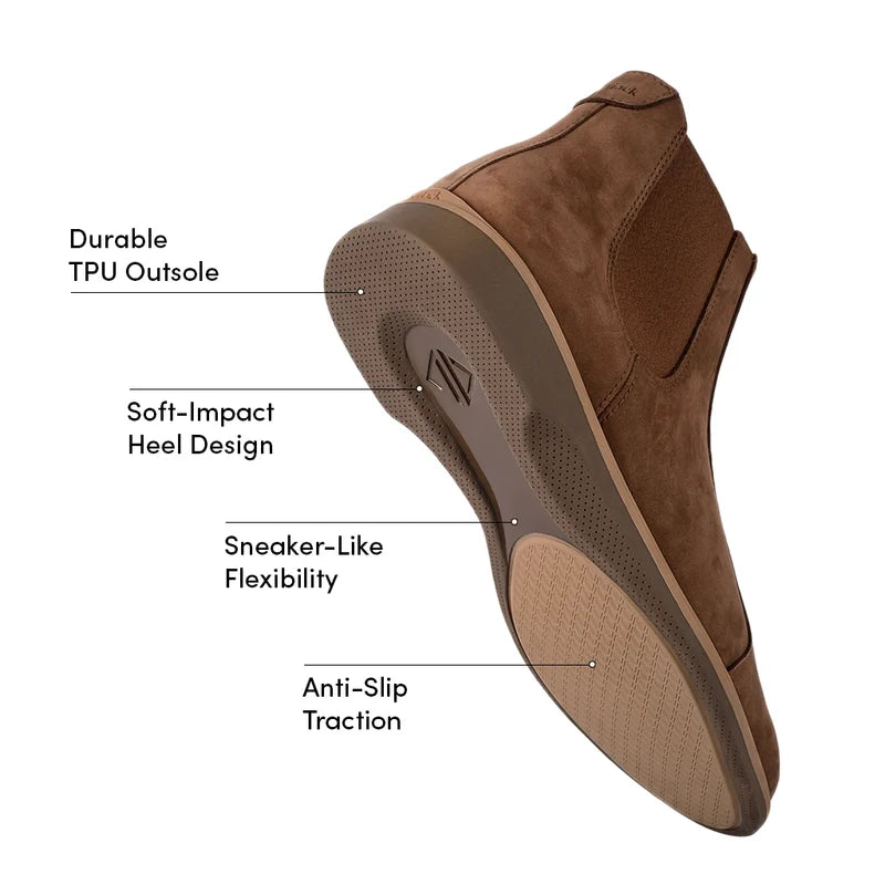 The Chelsea by Amberjack in Copper Brown Nubuck - Labeled Outsole