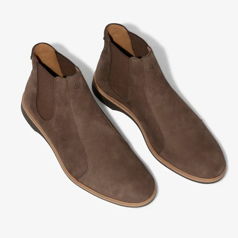 The Chelsea by Amberjack in Copper Brown Nubuck - Three Quarter Angle
