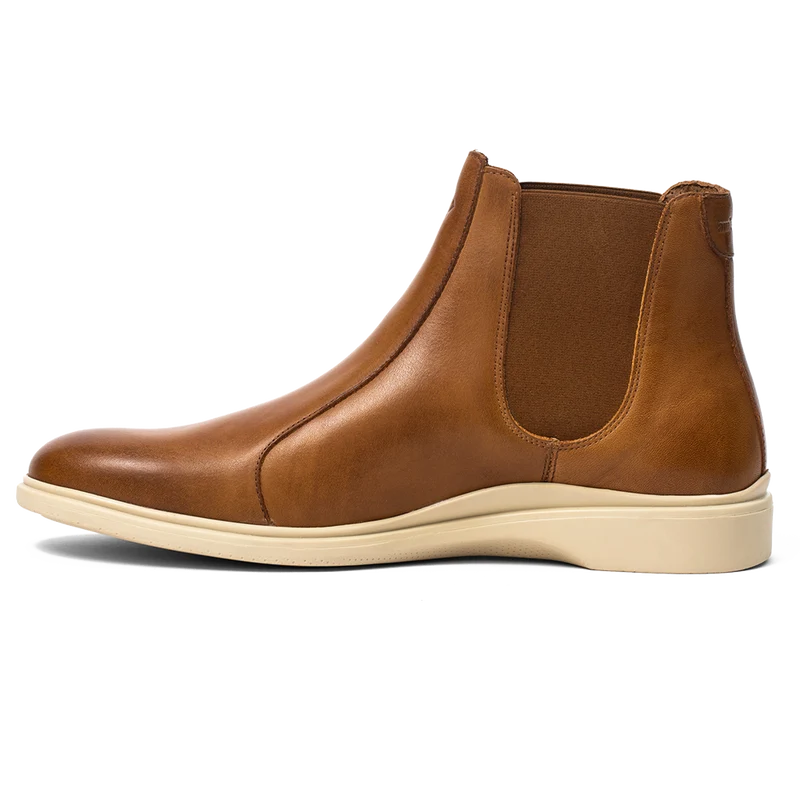 The Chelsea Boot by Amberjack in Honey & Cream Tan Leather - Medial Side View