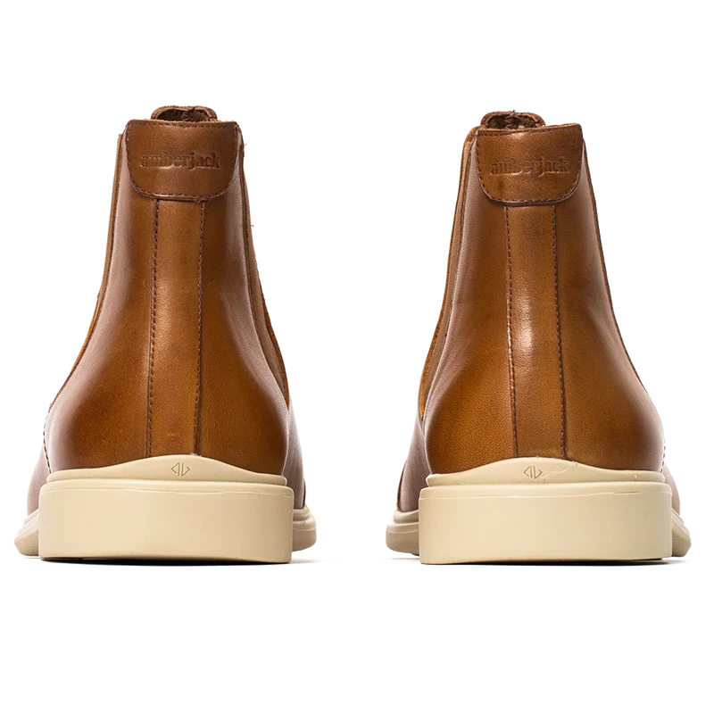 The Chelsea Boot by Amberjack in Honey & Cream Tan Leather - Back View