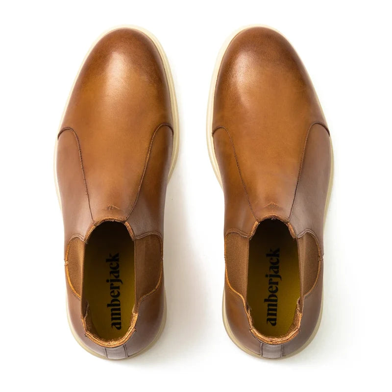 The Chelsea Boot by Amberjack in Honey & Cream Tan Leather - Top Down View