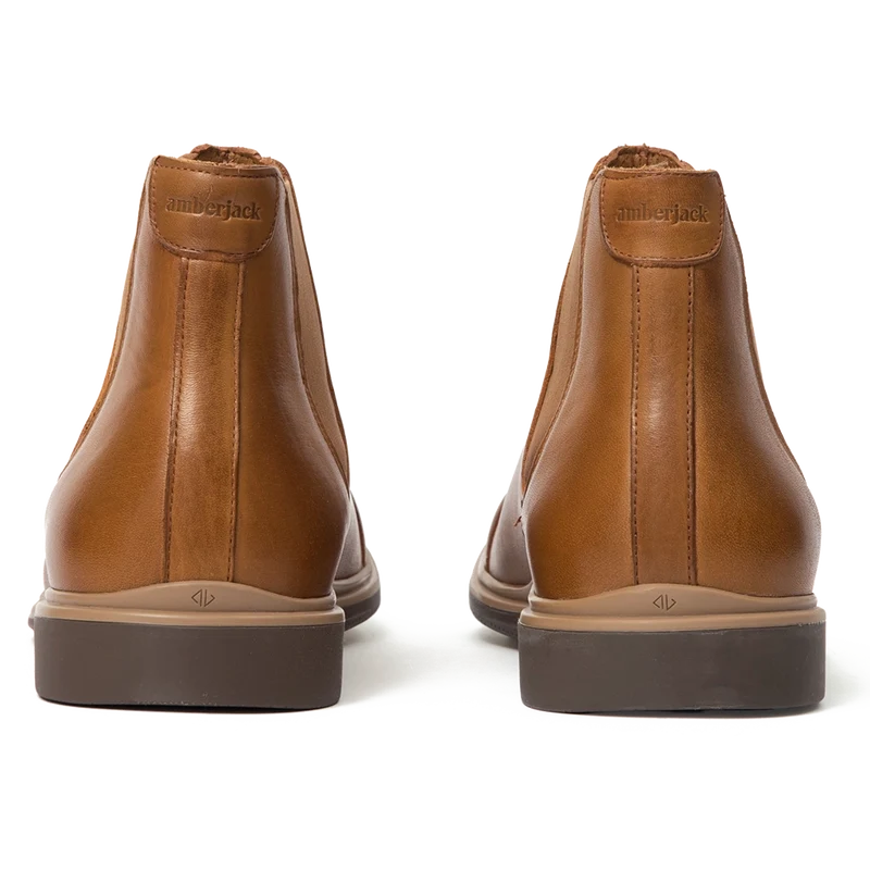 The Chelsea Boot by Amberjack in Honey Tan Leather - Back Heel View