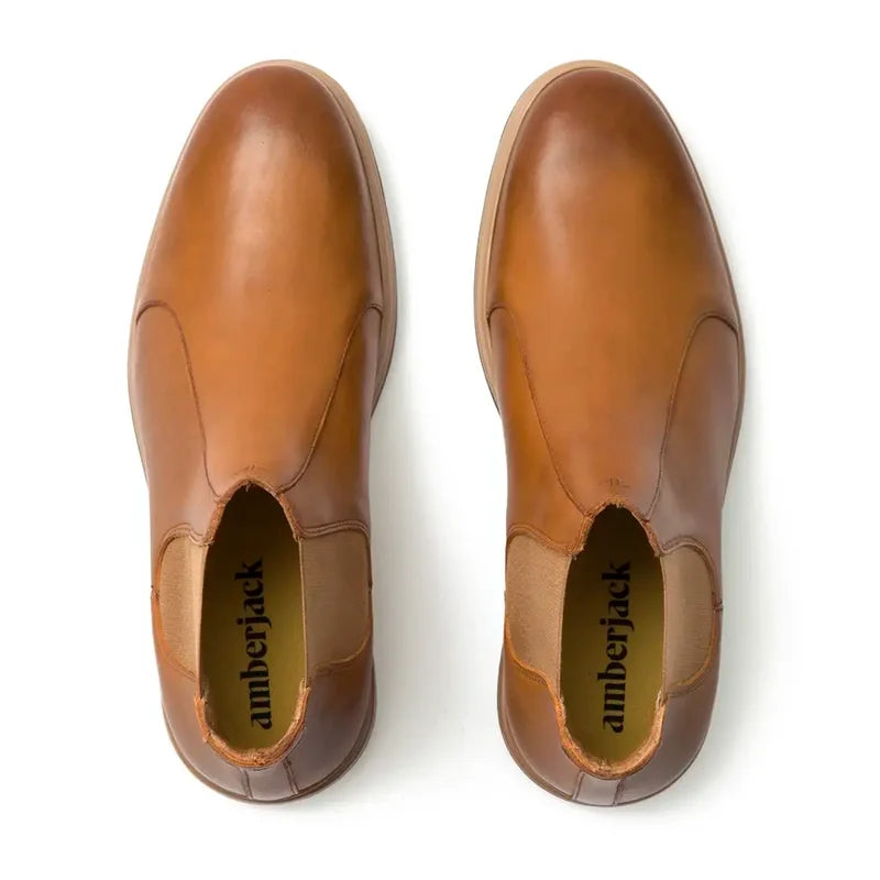 The Chelsea Boot by Amberjack in Honey Tan Leather - Top Down View