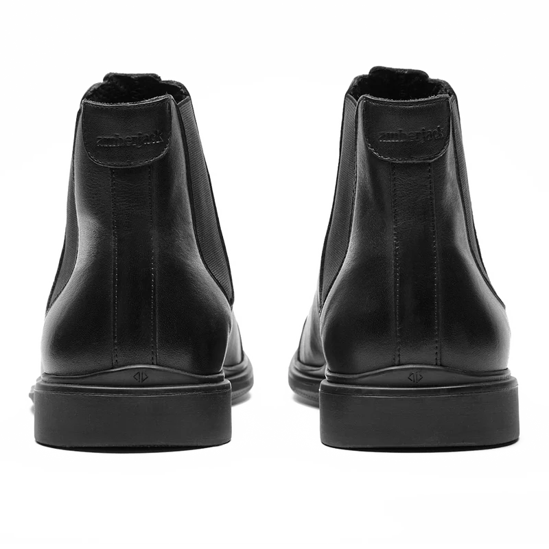 The Chelsea Boot by Amberjack in Obsidian Black Leather - Back View