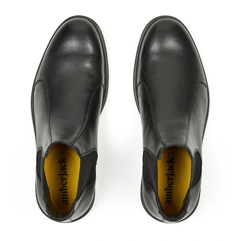 The Chelsea Boot by Amberjack in Obsidian Black Leather - Top Down View