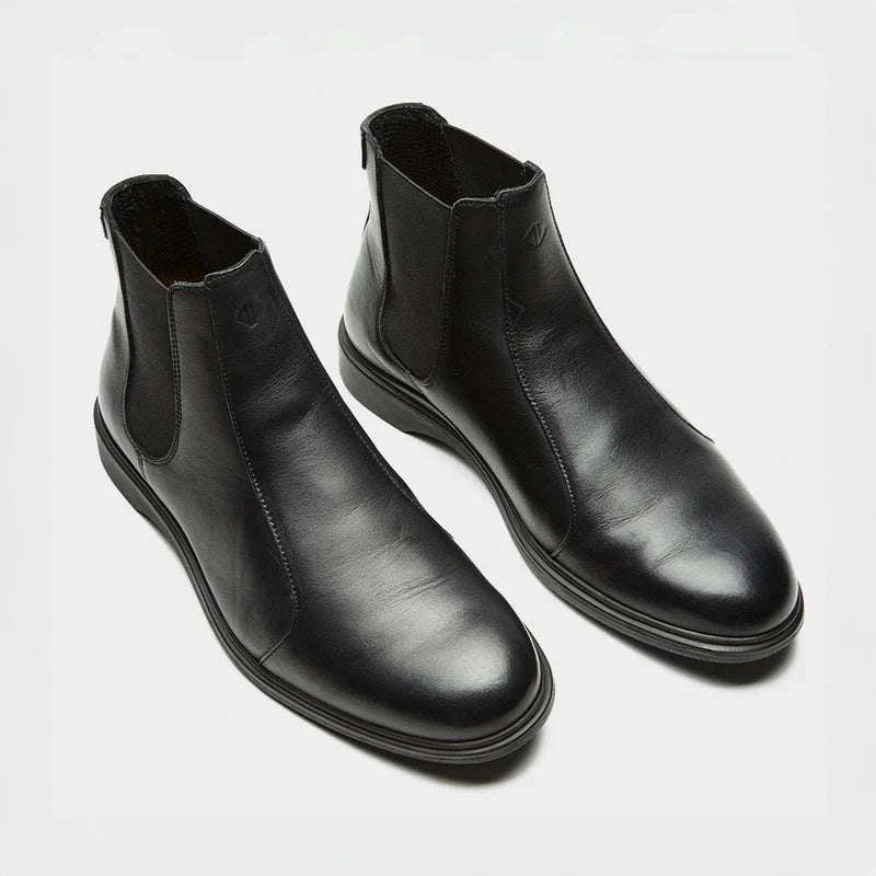 The Chelsea Boot by Amberjack in Obsidian Black Leather - Three Quarter Angle