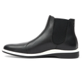 The Chelsea Boot by Amberjack in Onyx Black Leather - Medial view
