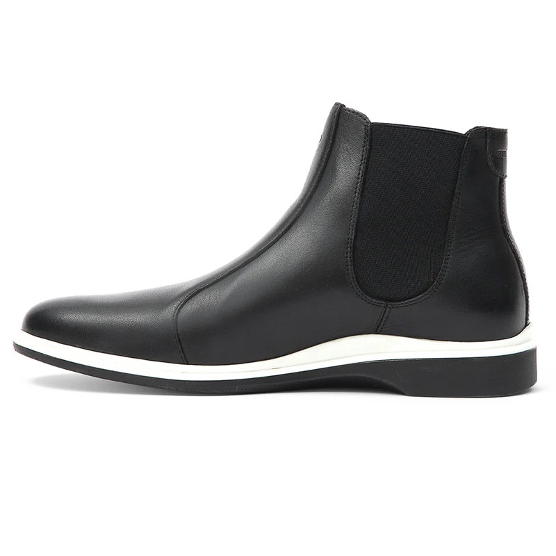 The Chelsea Boot by Amberjack in Onyx Black Leather - Medial view