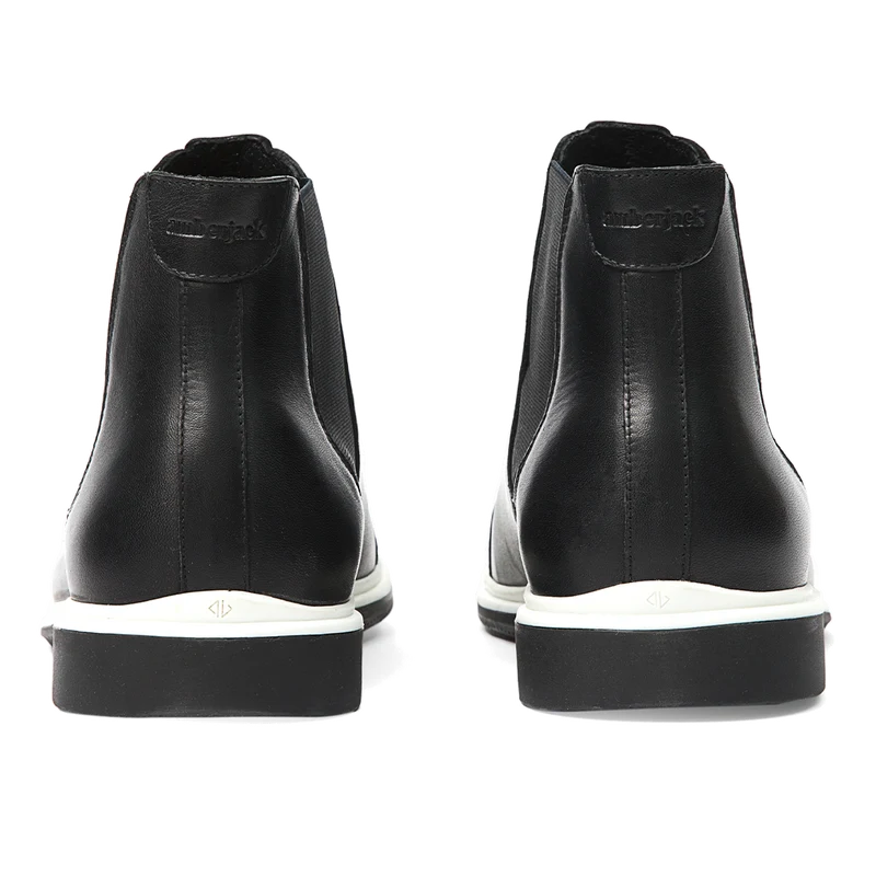 The Chelsea Boot by Amberjack in Onyx Black Leather - Back view