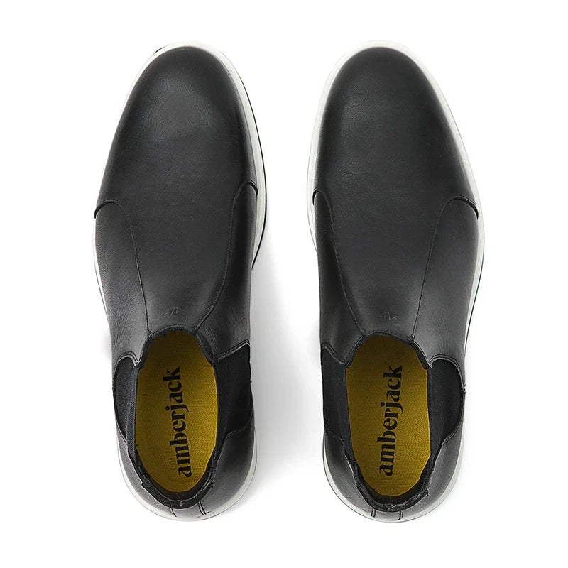 The Chelsea Boot by Amberjack in Onyx Black Leather - Top down view