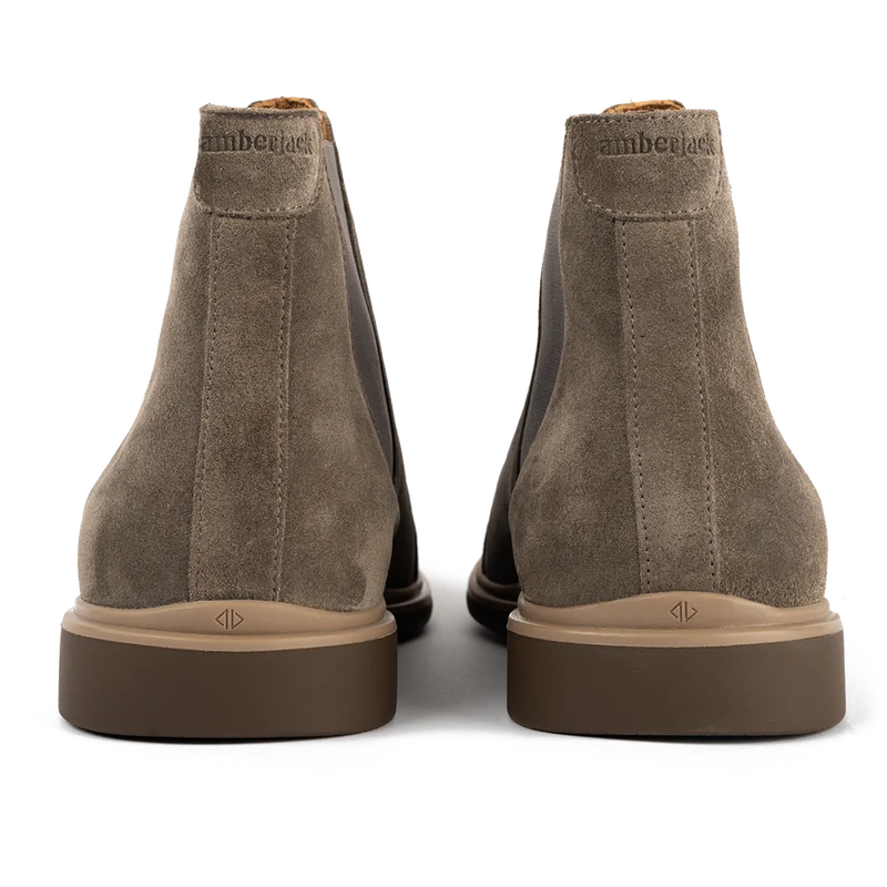 The Chelsea Boot by Amberjack in Slate Grey Suede - Back View