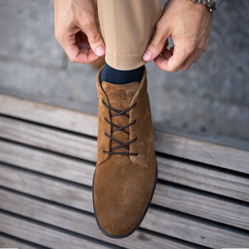 Chukka Grizzly on model with khaki pants