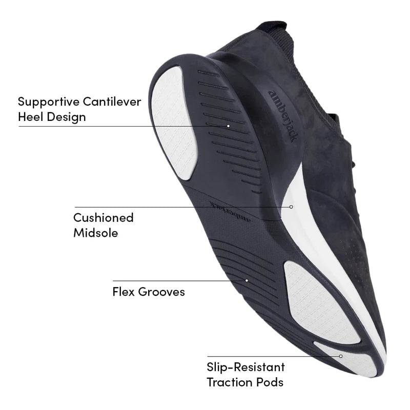 The Hybrid in Cobalt Blue Nubuck by Amberjack - Labeled Outsole