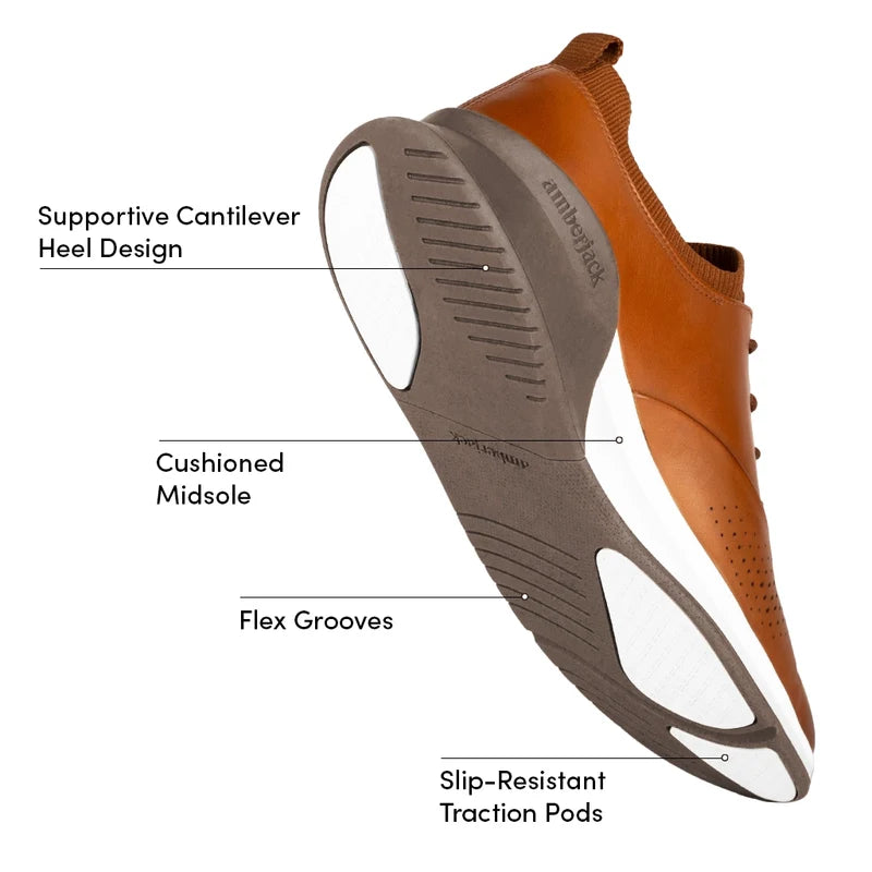 The Hybrid in Honey Tan Leather - Labeled Outsole