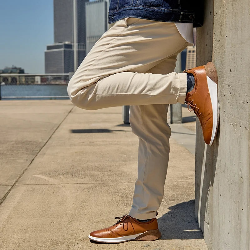 Model wearing The Hybrid Honey with chinos
