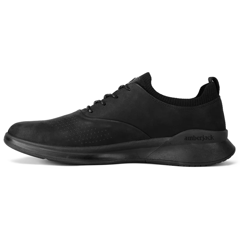 The Hybrid in Midnight Black Nubuck by Amberjack - Medial View