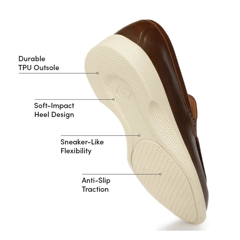 The Loafer in Chestnut & Cream Brown by Amberjack - Labeled Outsole