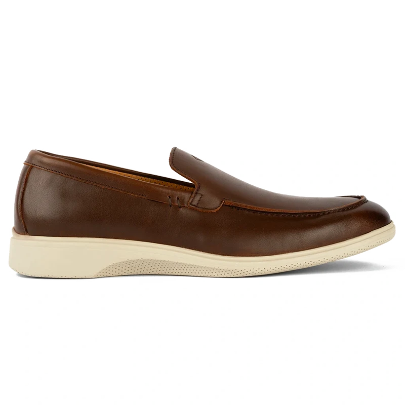 The Loafer in Chestnut & Cream Brown by Amberjack - Lateral View