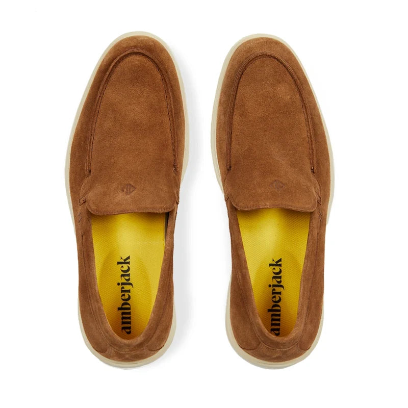 The Loafer by Amberjack in Grizzly Brown Suede - Top Down View