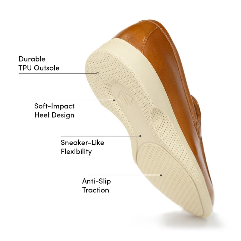 The Loafer by Amberjack in Honey & Cream Tan Leather - Labeled Outsole