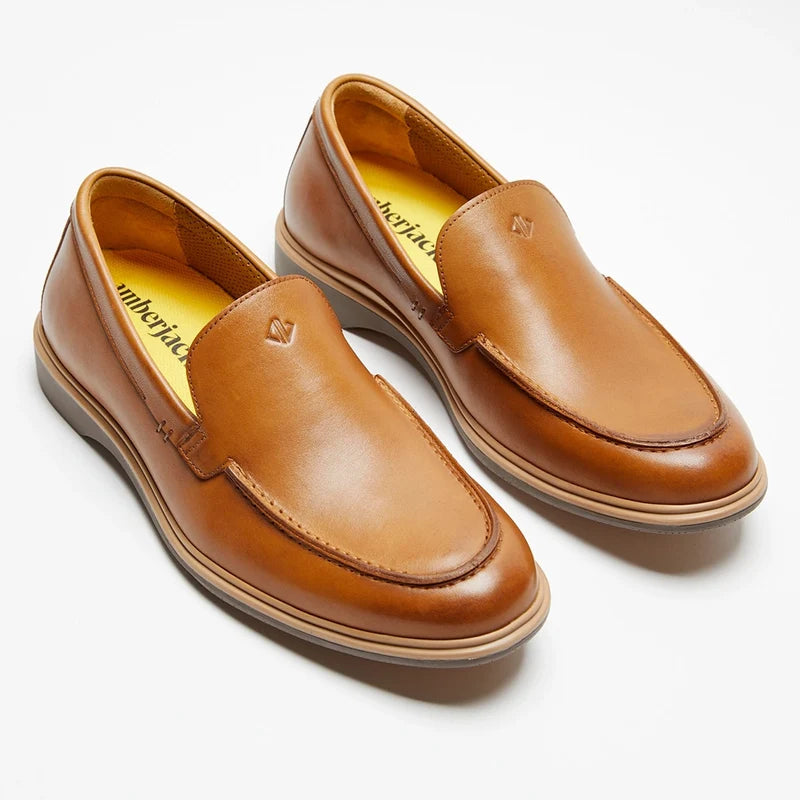 The Loafer by Amberjack in Honey Tan Leather - Three Quarter Angle