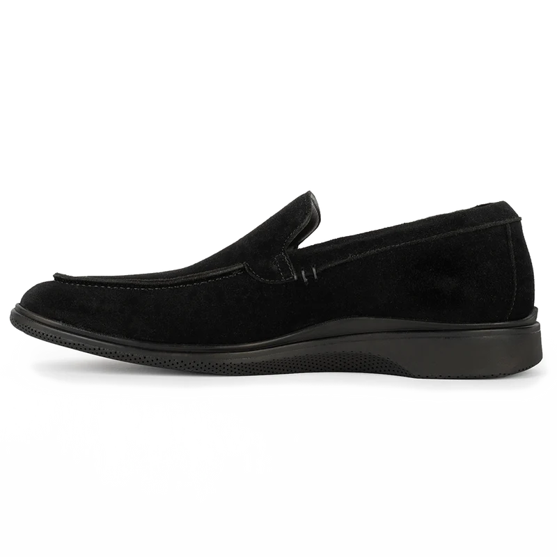 The Loafer by Amberjack in Midnight Black Suede - Medial View