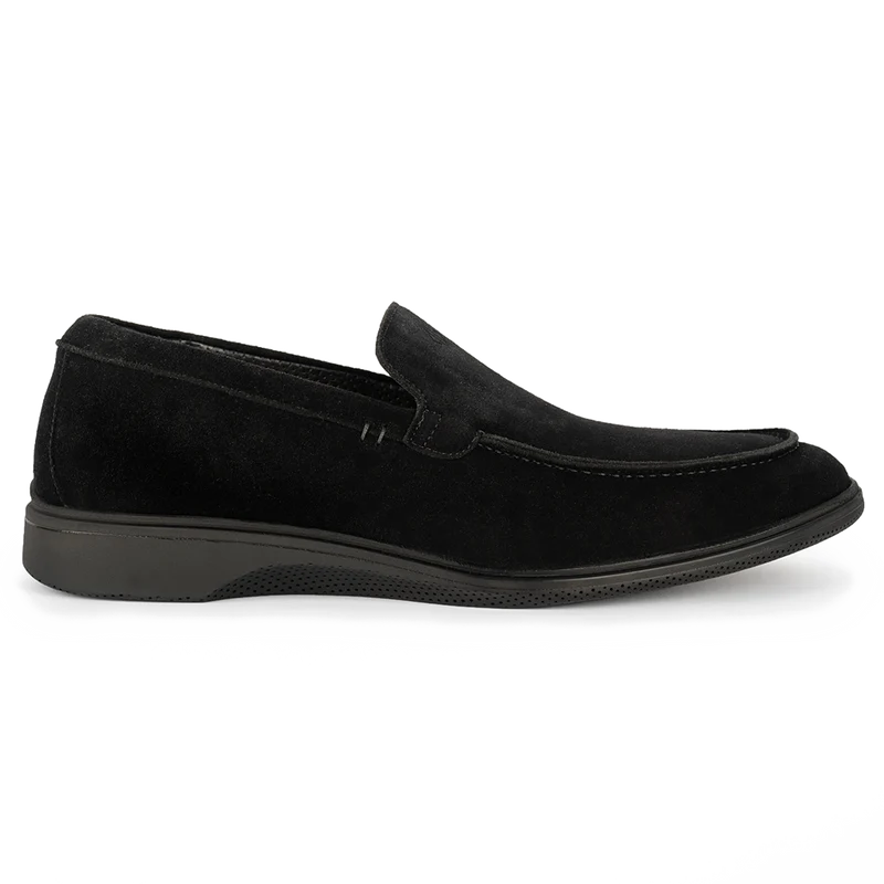 The Loafer by Amberjack in Midnight Black Suede - Lateral View