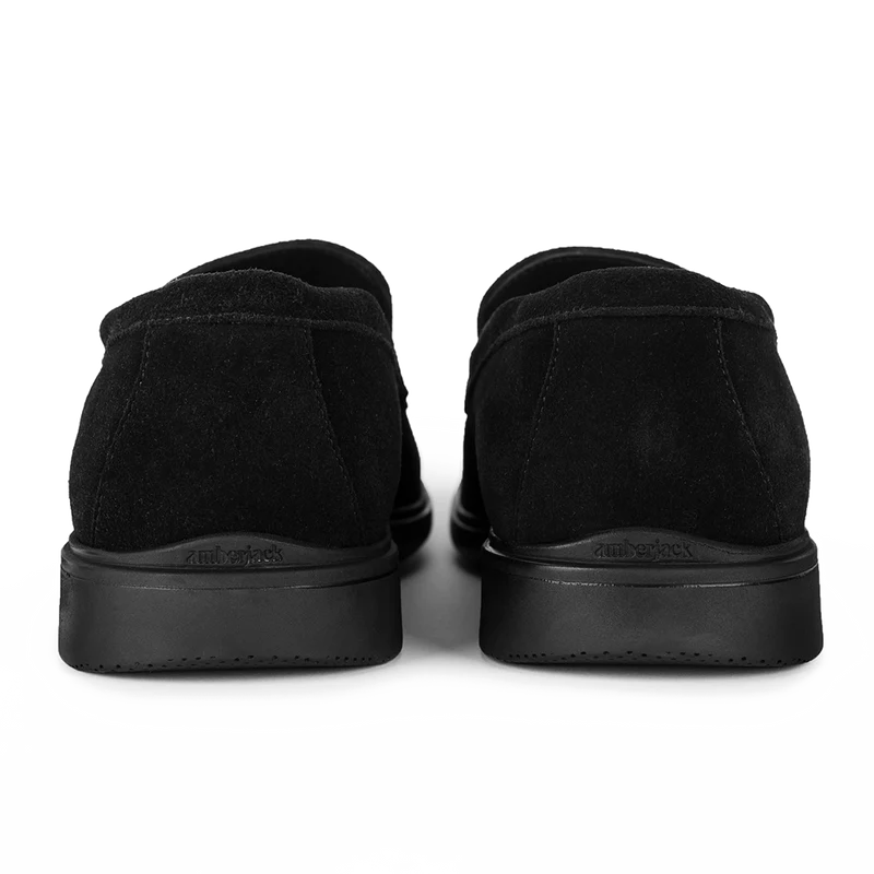 The Loafer by Amberjack in Midnight Black Suede - Back View